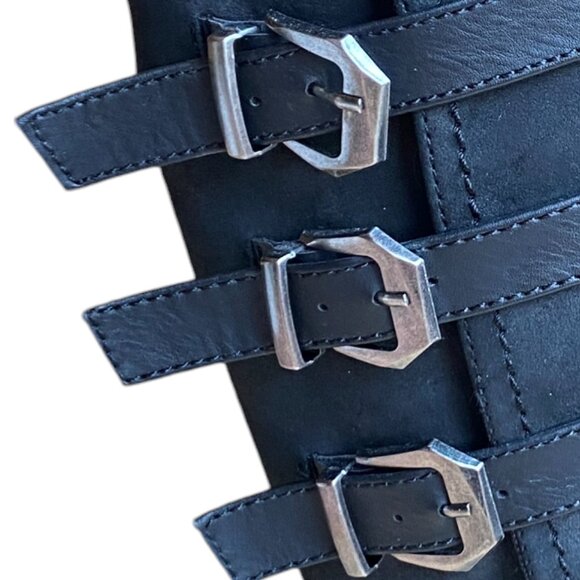 Patrizia Dercetis Faux Leather Suede Tall Boot Black Buckle Riding Country-8 - Picture 3 of 16